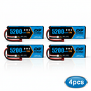 DXF 2S 7.4V 5200mAh 120C Graphene LiPo Hardcase Battery with 10AWG Deans T-Plug for RC Car Truck (1-6 Pack)