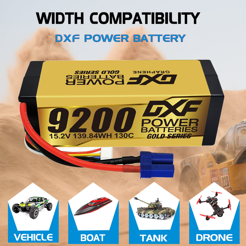(IT)DXF High Voltage 4S 9200 mAh 15,2 V 130C Batteria Lipo ad Alta Capacità Hardcase con XT90 Spina per 1:8 Scala RC Auto, Multi-Rotore RC Aeroplano, RC Elicottero, RC Barca