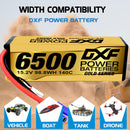 (ES)DXF Lipo Battery 4S 15.2V 6500MAH 140C GoldSeries Graphene lipo Hardcase with EC5 and XT90 Plug for Rc 1/8 1/10 Buggy Truck Car Off-Road Drone