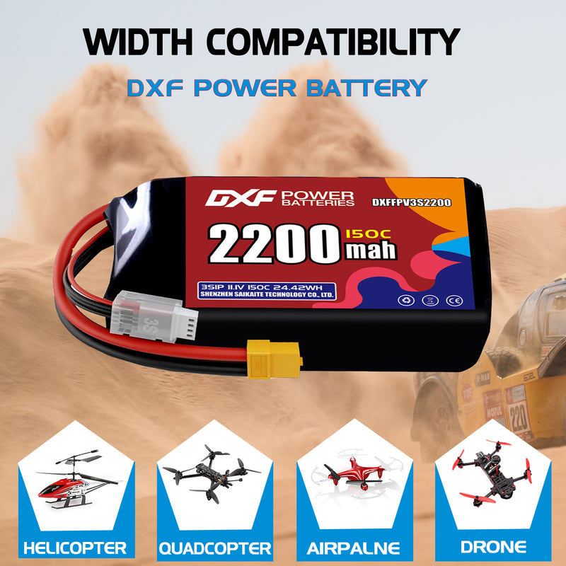 DXF 2200mAh 3S 150C 11.1V Lipo Battery Pack for FPV LiPo Battery