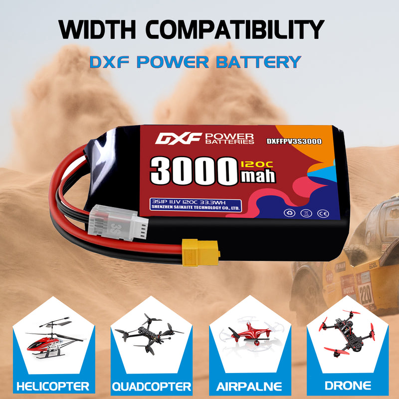 DXF 3000mAh 3S 120C 11.1V Lipo Battery Pack for FPV LiPo Battery