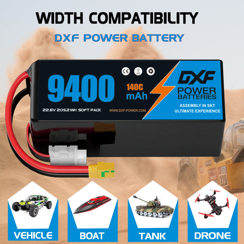 (CN)DXF 6S Lipo Battery 22.8V 100C 9400mAh Soft Case Battery  for Drone UAV FPV Car Truck Tank RC Buggy Truggy Racing Hobby