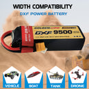 DXF LiPo Battery 3S 11.1V 9500mAh 150C Graphene Softcase with EC5 / T / TRX / XT60 / XT90 / XT150 / Q8s Plug for RC 1/8 1/10 Buggy Truck Car Off-Road Drone