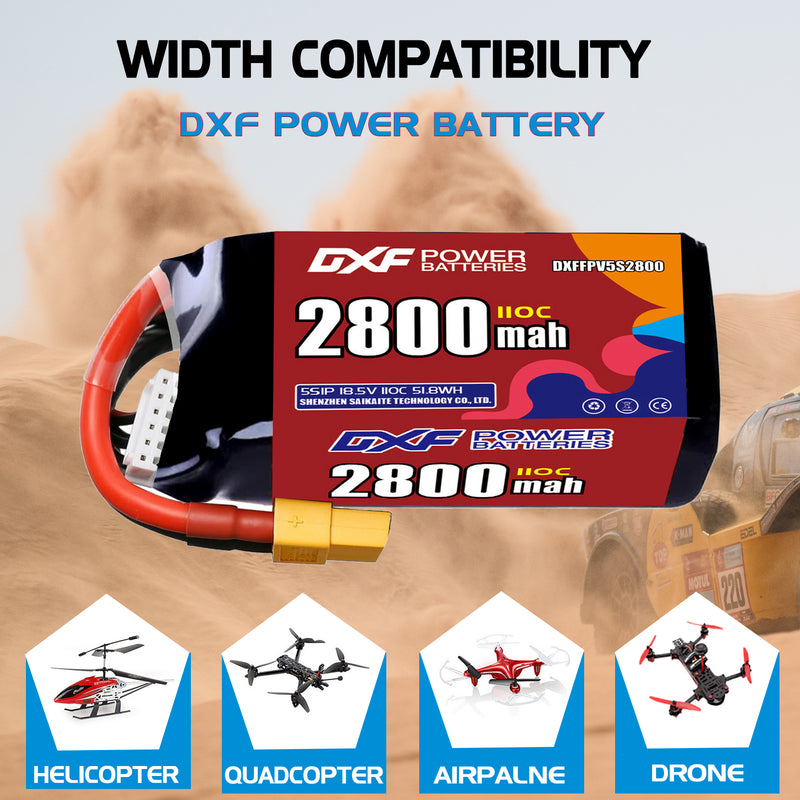 DXF 2800mAh 5S 110C 18.5V Lipo Battery Pack for FPV LiPo Battery