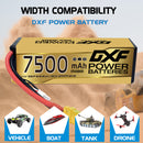 (CN)DXF Lipo Battery 3S 11.4V 7500MAH 150C  lipo Hardcase with  DEANS/T Plug for Rc 1/8 1/10 Buggy Truck Car Off-Road Drone
