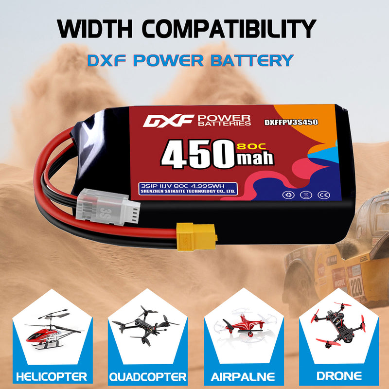 DXF 450mAh 3S 80C 11.1V Lipo Battery Pack for FPV LiPo Battery