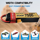 (CN)DXF 2S Lipo Battery 7.6V 150C 75000mAh Soft Case Battery with EC5 XT90 Connector for Car Truck Tank RC Buggy Truggy Racing Hobby