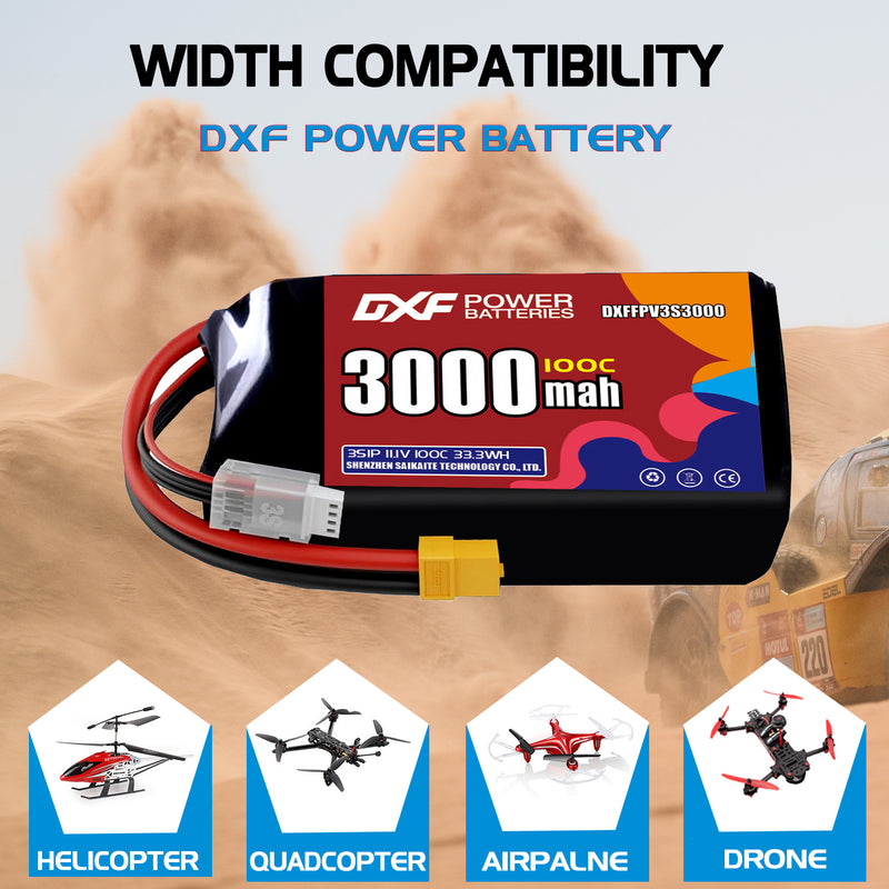 DXF 3000mAh 3S 100C 11.1V Lipo Battery Pack for FPV LiPo Battery