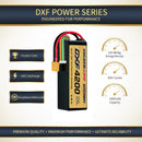 DXF Lipo Battery 6S 22.2V 4200mAh 150C GoldSeries Graphene Softcase with EC5 / T / TRX / XT60 / XT90 / XT150 / Q8s Plug for RC 1/8 1/10 Buggy Truck Car Off-Road Drone