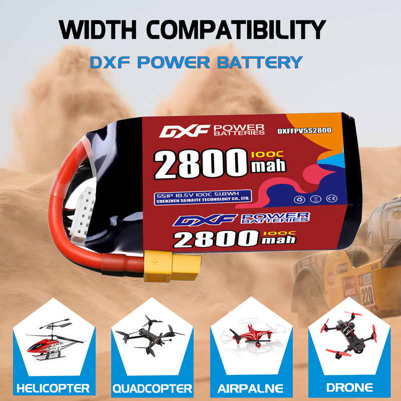 DXF 2800mAh 5S 100C 18.5V Lipo Battery Pack for FPV LiPo Battery