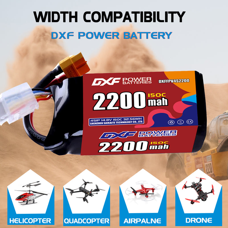 DXF 2200mAh 4S 150C 14.8V Lipo Battery Pack for FPV LiPo Battery