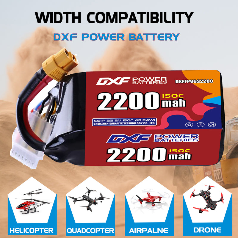 DXF 2200mAh 6S 150C 22.2V Lipo Battery Pack for FPV LiPo Battery