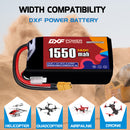 DXF 1550mAh 2S 140C 7.4V Lipo Battery Pack for FPV LiPo Battery