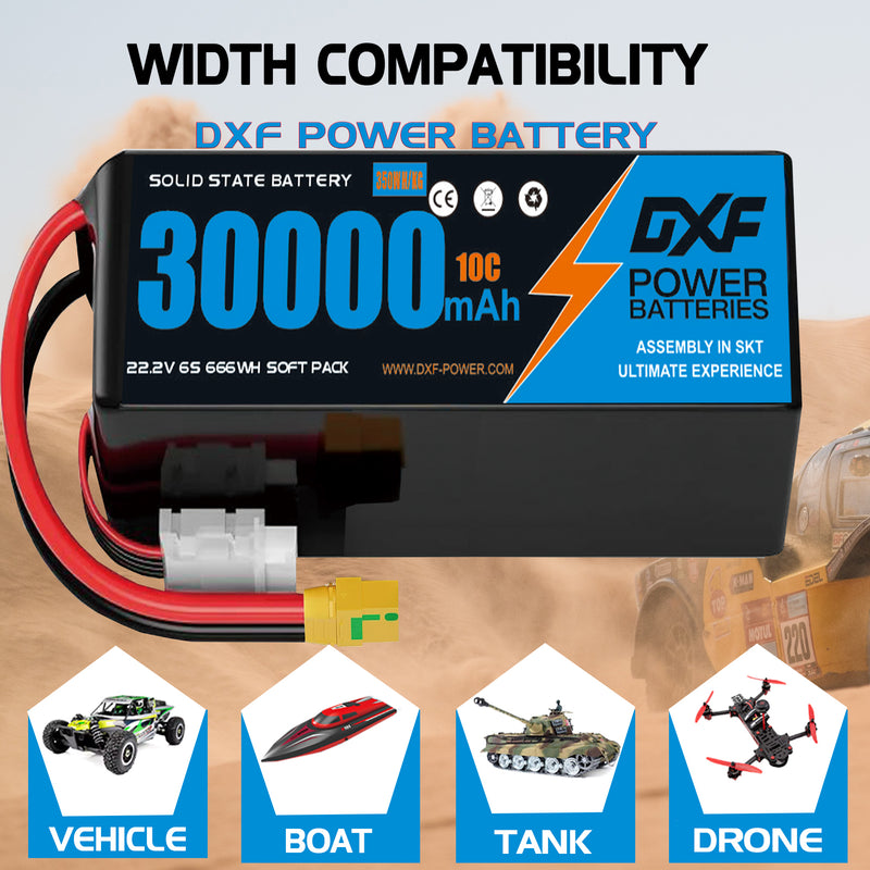 (CN)DXF 6S Lipo Battery 22.2V 10C 30000mAh Soft Case Battery  for Drone UAV FPV Car Truck Tank RC Buggy Truggy Racing Hobby