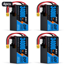 DXF SEMI-SOLID 12S 46.2V 34000mAh 15C Soft Case LiPo Battery with 8AWG Wire for Toy Cars, Boats, UAVs & Drones (1-6 Pack)