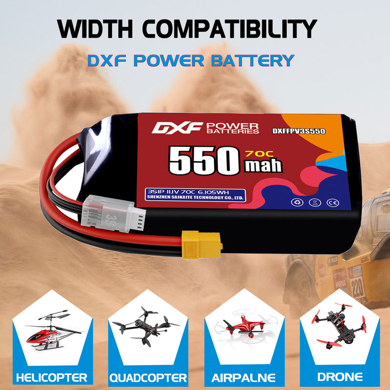 DXF 550mAh 3S 70C 11.1V Lipo Battery Pack for FPV LiPo Battery