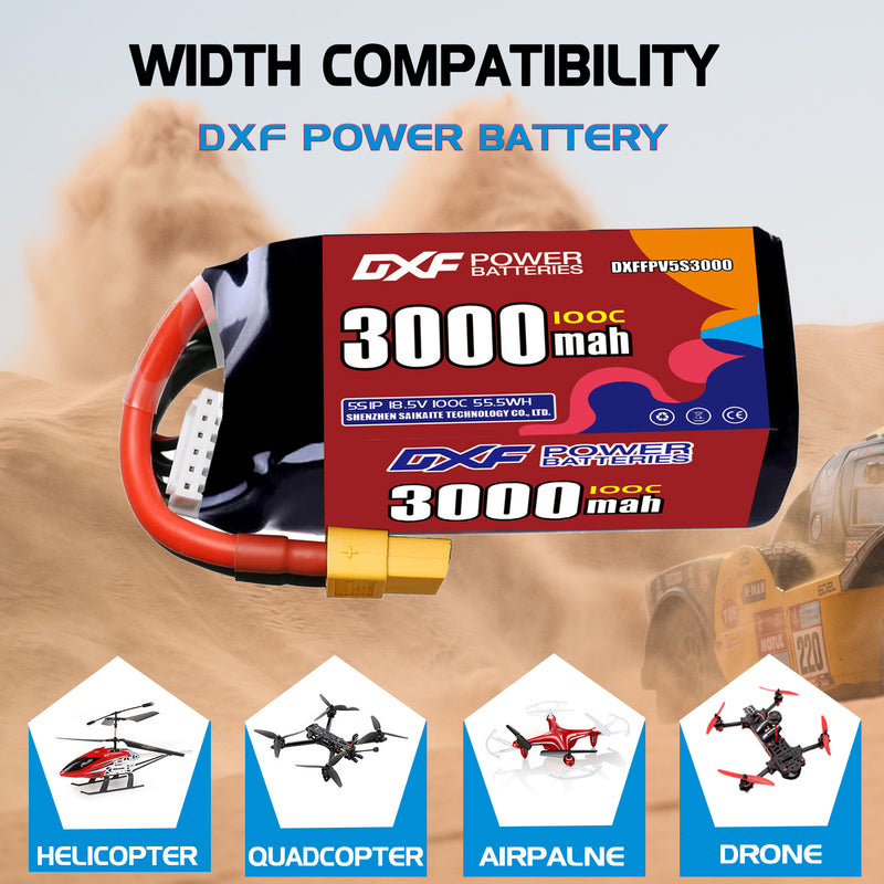 DXF 3000mAh 5S 100C 18.5V Lipo Battery Pack for FPV LiPo Battery