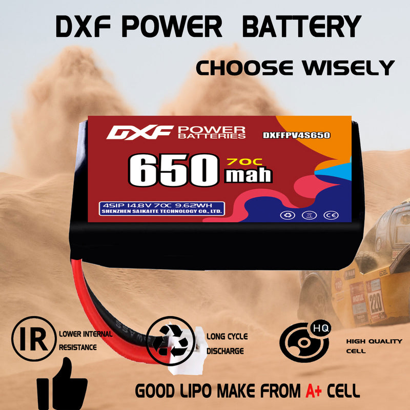 DXF 650mAh 4S 70C 14.8V Lipo Battery Pack for FPV LiPo Battery