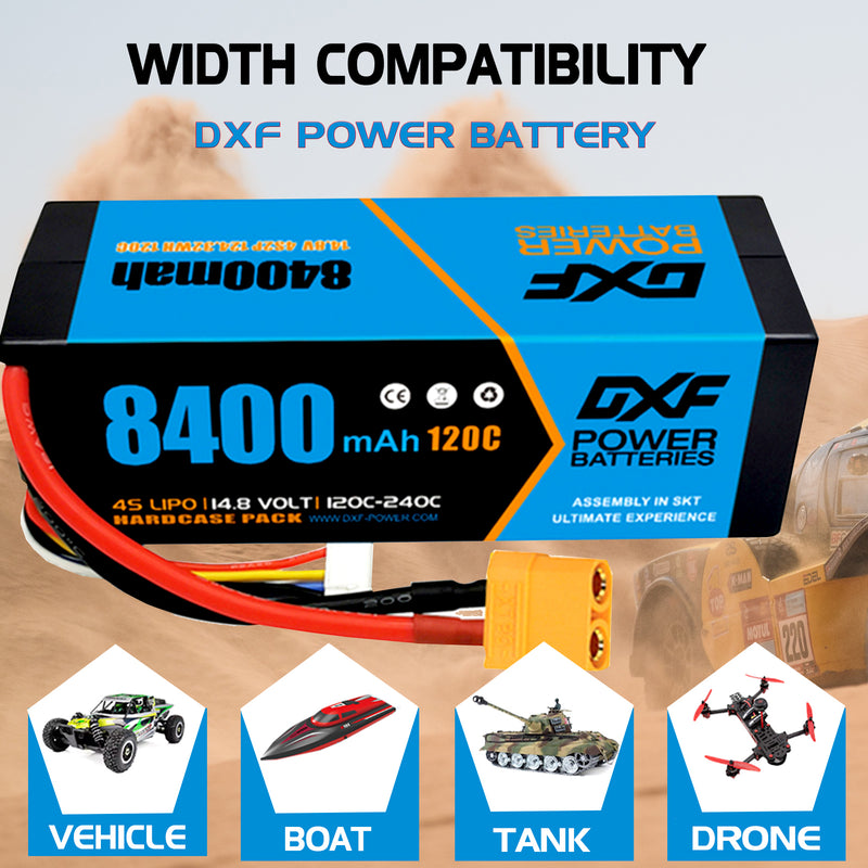 (PL)DXF Lipo Battery 4S 14.8V 8400mAh 120C/240C HardCase Lipo Battery for RC HPI HSP 1/8 1/10 Buggy RC Car Truck