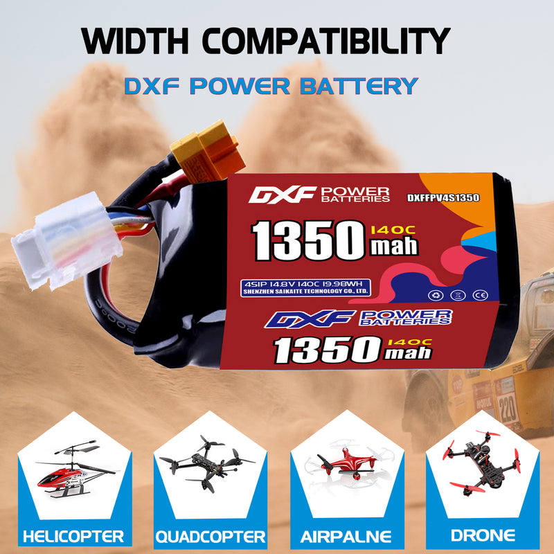 DXF 1350mAh 4S 140C 14.8V Lipo Battery Pack for FPV LiPo Battery