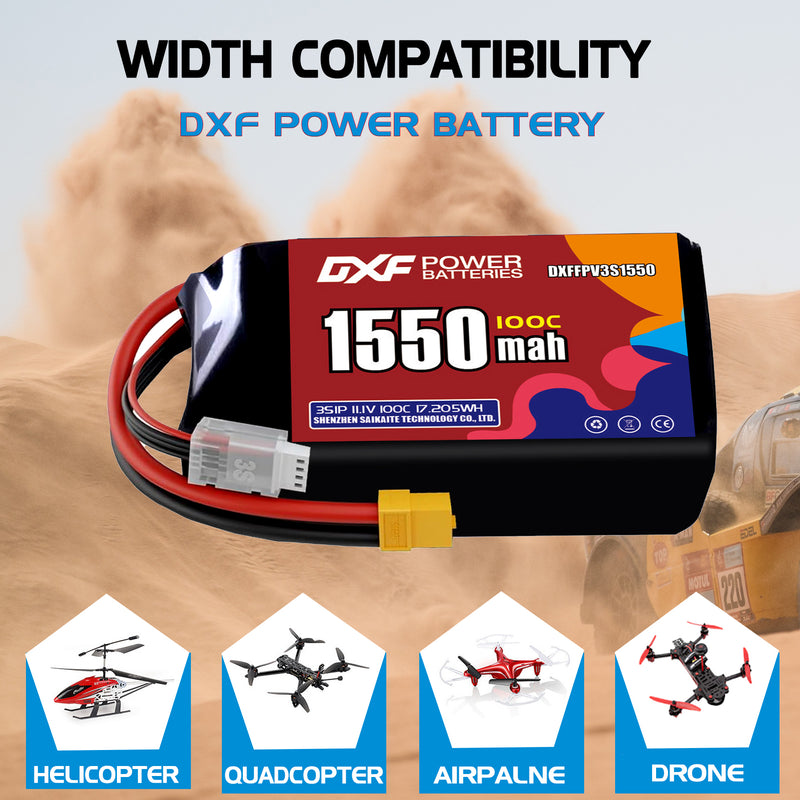 DXF 1550mAh 3S 100C 11.1V Lipo Battery Pack for FPV LiPo Battery