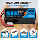 DXF LiPo Battery 6S 22.2V 16000mAh 100C Graphene Softcase Blue with EC5 / T / TRX / XT60 / XT90 / XT150 / Q8s Plug for RC 1/8 1/10 Buggy Truck Car Off-Road Drone