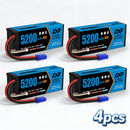 DXF 4S 14.8V 5200mAh 80C BLUE Series Graphene LiPo Hardcase Battery with 10AWG EC5 Plug for 1/8 1/10 RC Car Truck Boat Drone (1-6 Pack Available)