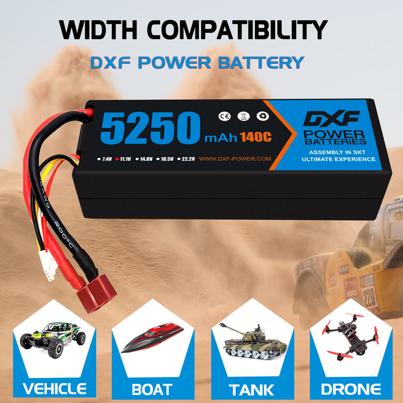 (GE)DXF 3S 5250 mAh 11.1V 140C Batteria Lipo ad Alta Capacità Hardcase con Deans/T Spina per 1:8 Scala RC Auto, Multi-Rotore RC Aeroplano, RC Elicottero, RC Barca