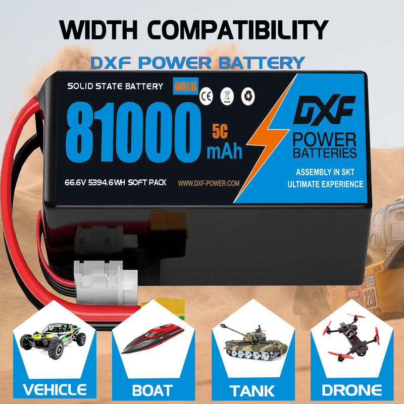 (CN)DXF 18S Lipo Battery 66.6V 5C 81000mAh Soft Case Battery  for Drone UAV FPV Car Truck Tank RC Buggy Truggy Racing Hobby