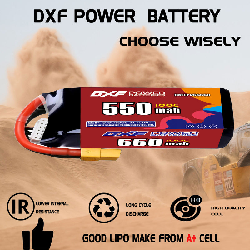 DXF 550mAh 5S 100C 19.0V Lipo Battery Pack for FPV LiPo Battery