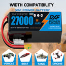 DXF 6S 22.2V 27000mAh 10C Soft Case LiPo Battery with 8AWG Wire for Toy Cars, Boats, UAVs & Drones (1-6 Pack)