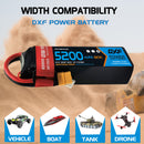DXF Lipo Battery 3S 11.1V 5200mAh 80C Graphene Softcase with EC5 / T / TRX / XT60 / XT90 / XT150 / Q8s Plug for RC 1/8 1/10 Buggy Truck Car Off-Road Drone