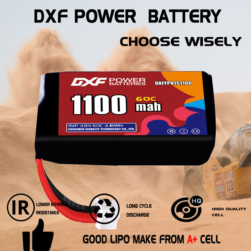 DXF 1100mAh 1S 60C 3.8V Lipo Battery Pack for FPV LiPo Battery