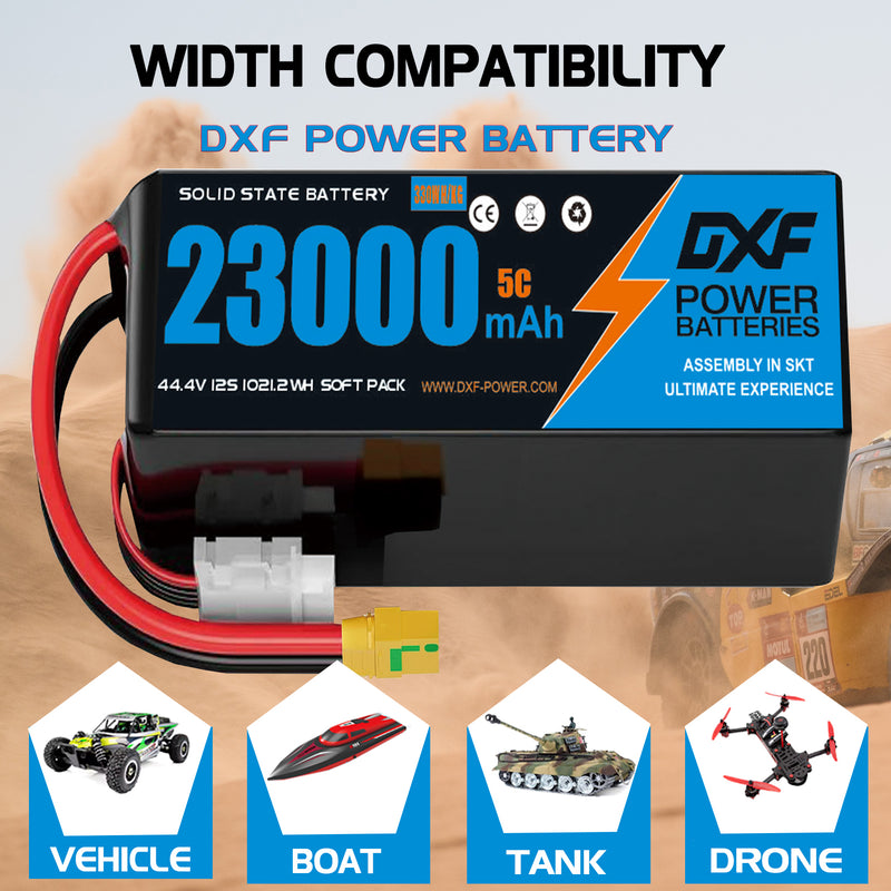 (CN)DXF 12S Lipo Battery 44.4V 10C 23000mAh Soft Case Battery  for Drone UAV FPV Car Truck Tank RC Semi solidstate Battery Racing Hobby