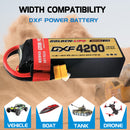 (CN)DXF 4S Lipo Battery 14.8V 150C 4200mAh Soft Case Battery with EC5 XT90 Connector for Car Truck Tank RC Buggy Truggy Racing Hobby