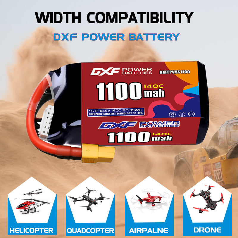 DXF 1100mAh 5S 140C 18.5V Lipo Battery Pack for FPV LiPo Battery