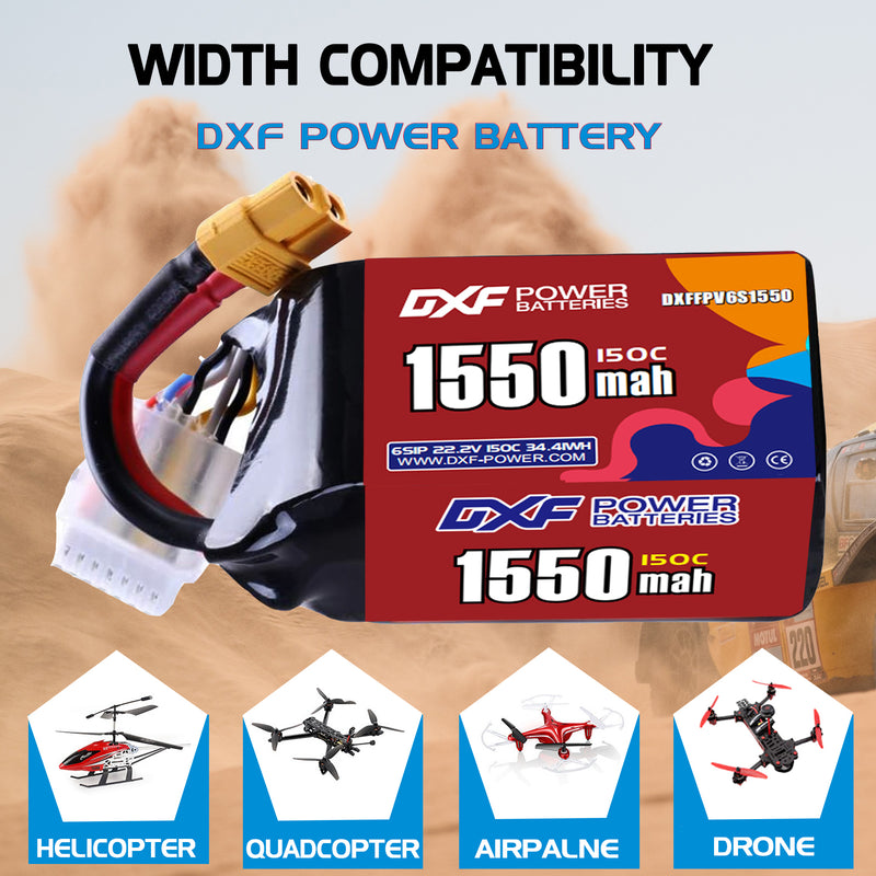 DXF 1550mAh 6S 150C 22.2V Lipo Battery Pack for FPV LiPo Battery