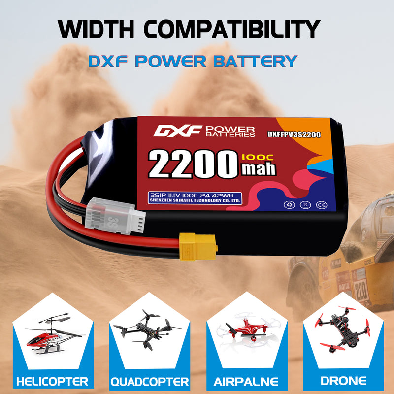 DXF 2200mAh 3S 100C 11.1V Lipo Battery Pack for FPV LiPo Battery