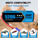 (GE)DXF Lipo Battery 3S 11.1V 5200MAH 100C Blue Series Graphene lipo Hardcase with EC5 Plug for Rc 1/8 1/10 Buggy Truck Car Off-Road Drone