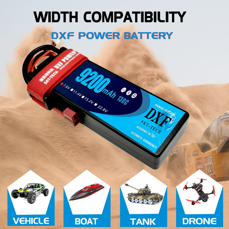 (PL)DXF 2S 9200mAh 7.6V 130C Batteria Lipo ad Alta Capacità Hardcase con XT90 Spina per 1:8 Scala RC Auto, Multi-Rotore RC Aeroplano, RC Elicottero, RC Barca