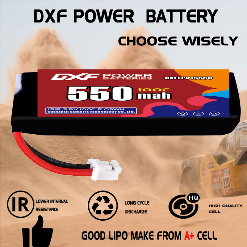 DXF 550mAh 1S 100C 3.8V Lipo Battery Pack for FPV LiPo Battery