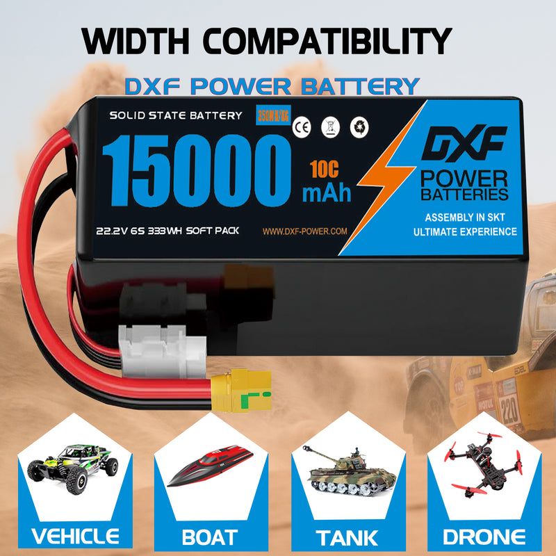 (CN)DXF 12S Lipo Battery 44.4V 10C 15000mAh Soft Case Battery  for Drone UAV FPV Car Truck Tank RC Semi solidstate Battery Racing Hobby