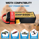 DXF Lipo Battery 6S 22.2V 6500mAh 100C Graphene Softcase with EC5 / T / TRX / XT60 / XT90 / XT150 / Q8s Plug for RC 1/8 1/10 Buggy Truck Car Off-Road Drone