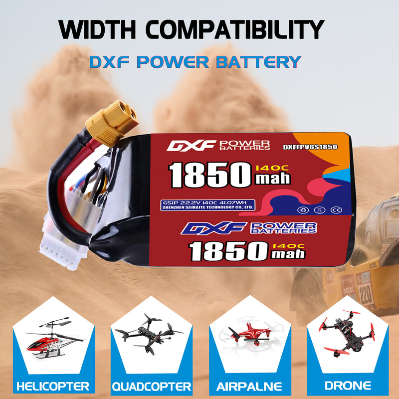 DXF 1850mAh 6S 140C 22.2V Lipo Battery Pack for FPV LiPo Battery