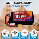 DXF 1100mAh 2S 120C 7.6V Lipo Battery Pack for FPV LiPo Battery