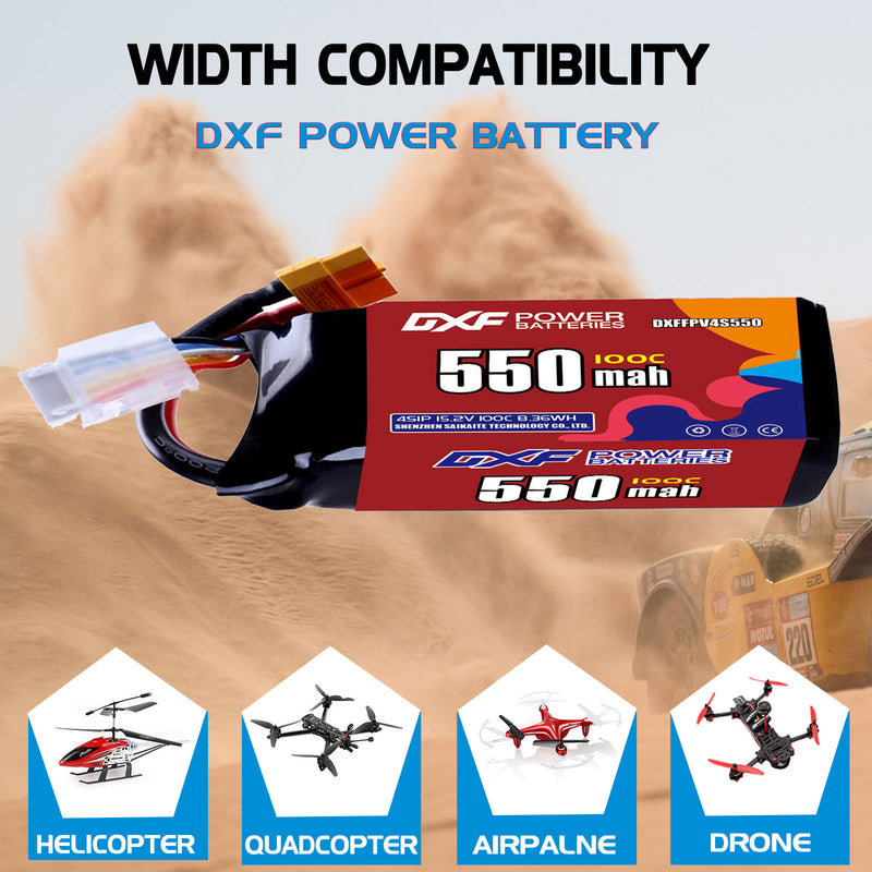 DXF 550mAh 4S 100C 15.2V Lipo Battery Pack for FPV LiPo Battery