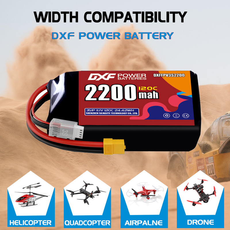 DXF 2200mAh 3S 120C 11.1V Lipo Battery Pack for FPV LiPo Battery