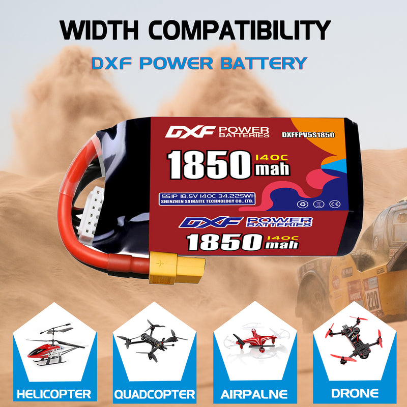 DXF 1850mAh 5S 150C 18.5V Lipo Battery Pack for FPV LiPo Battery