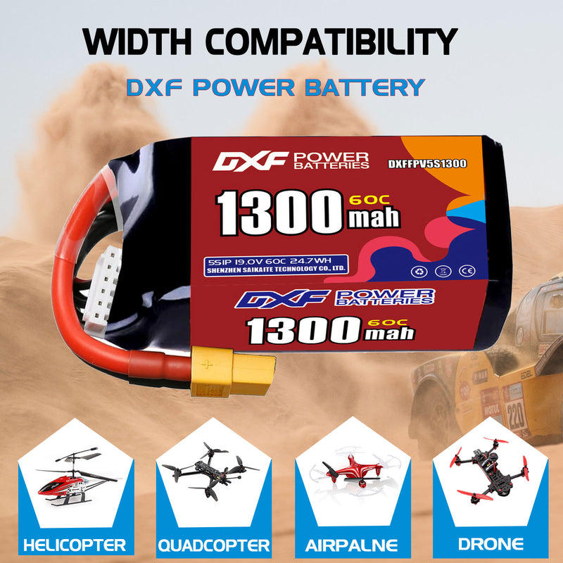 DXF 1300mAh 5S 60C 19.0V Lipo Battery Pack for FPV LiPo Battery