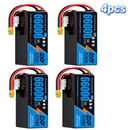 DXF SEMI-SOLID 12S 44.4V 66000mAh 10C Soft Case LiPo Battery with 8AWG Wire for Toy Cars, Boats, UAVs & Drones (1-6 Pack)